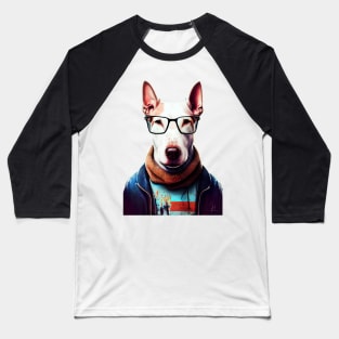 Hipster Dog Bullterrier #Bullterrier Baseball T-Shirt